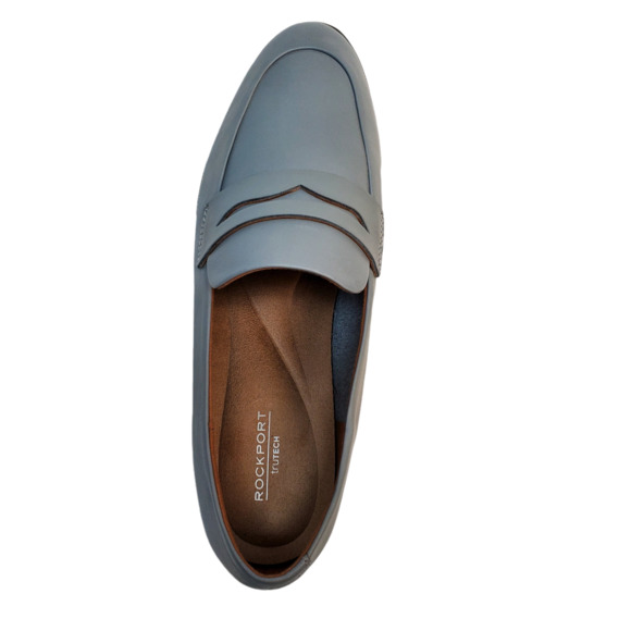 Rockport Womens Comfort Shoes Perpetua Dec Leather Slip On Blue  Loafers… - Picture 5 of 9